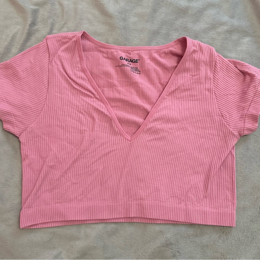 Garage Pink Ribbed Women's Top